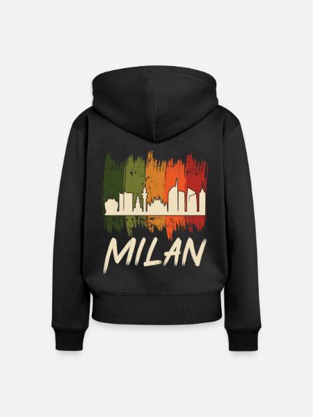 Mailand Retro Skyline mailänder Dom - Frauen Premium Bio Zip Hoodie - Schwarz