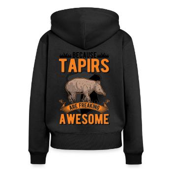 Because Tapirs are freaking awesome - Frauen Premium Bio Zip Hoodie - Schwarz - Hinten - Julia (174cm)