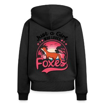 Fuchs Mädchen Geschenk - Frauen Premium Bio Zip Hoodie - Schwarz - Hinten - Julia (174cm)