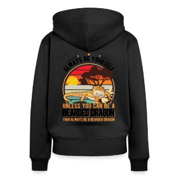 Bearded Dragon Gift Bearded Dragon - Women's Premium Organic Zip Hoodie - black - Back - Julia (174cm)