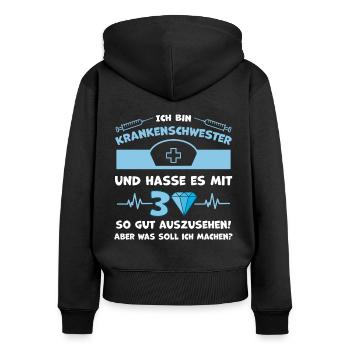 Krankenschwester 30. Geburtstag Glückwunsch - Frauen Premium Bio Zip Hoodie - Schwarz - Hinten - Julia (174cm)