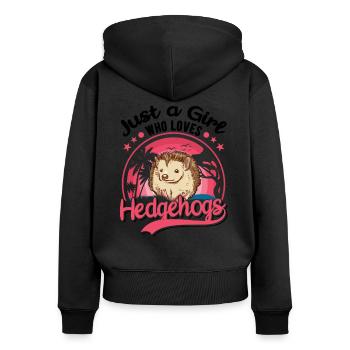 Igel Mädchen Stacheligel - Frauen Premium Bio Zip Hoodie - Schwarz - Hinten - Julia (174cm)