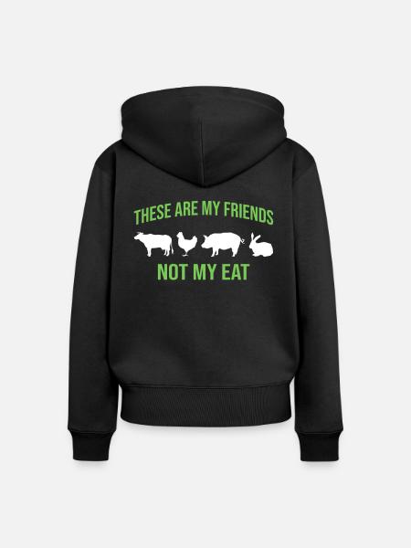 Veganer Vegetarier Spruch - Frauen Premium Bio Zip Hoodie - Schwarz