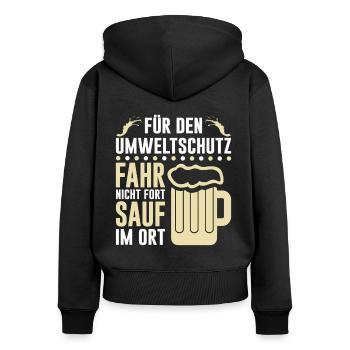 Umweltschutz Bier Saufen Dorf Feiern Humor Lustig - Frauen Premium Bio Zip Hoodie - Schwarz - Hinten - Julia (174cm)