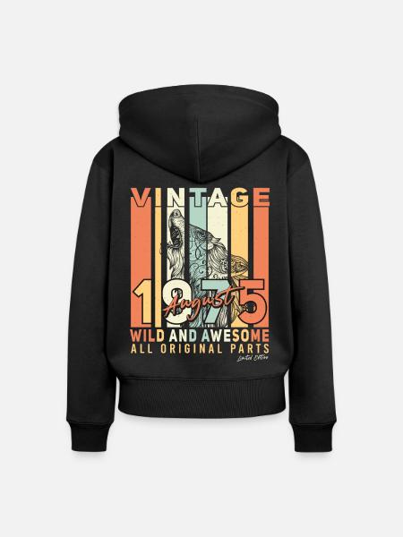 Baujahr 1975 Im August - Frauen Premium Bio Zip Hoodie - Schwarz