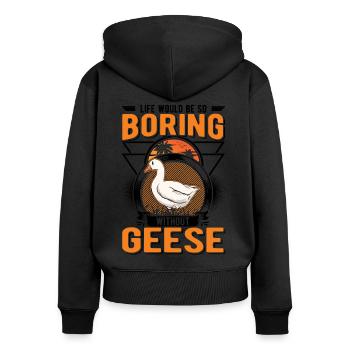 Geese Gift Goose Breeder Goose - Women's Premium Organic Zip Hoodie - black - Back - Julia (174cm)