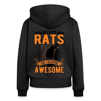 Because Rats are freaking awesome Ratte - Frauen Premium Bio Zip Hoodie - Schwarz - Hinten - Julia (174cm)