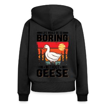 Geese Gift Goose Breeder Goose - Women's Premium Organic Zip Hoodie - black - Back - Julia (174cm)