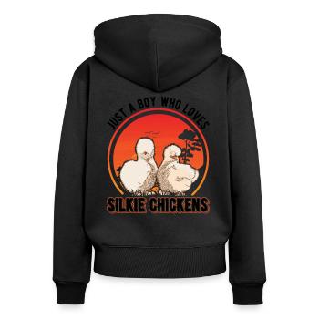 Poulet de soie Jeune poulet Silkie - Sweat à capuche zippé Premium bio Femme - noir - Dos - Julia (174cm)