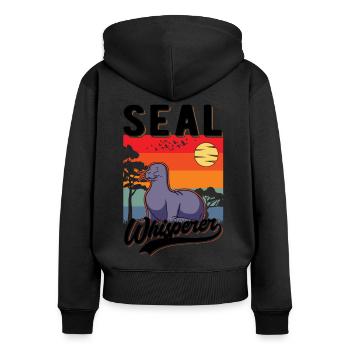 Robben Flüsterer Seal Whisperer - Women's Premium Organic Zip Hoodie - black - Back - Julia (174cm)