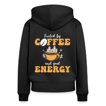 Positive Energy Coffee Energy Healer Coffee Addict - Frauen Premium Bio Zip Hoodie - Schwarz - Hinten - Julia (174cm)