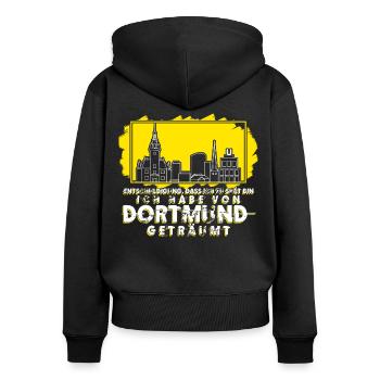 Dortmunder Traum Stadt Ruhrpott Dortmund - Frauen Premium Bio Zip Hoodie - Schwarz - Hinten - Julia (174cm)