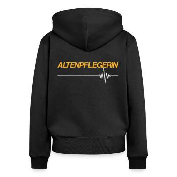 Altenpflegerin - Frauen Premium Bio Zip Hoodie - Schwarz - Hinten - Julia (174cm)