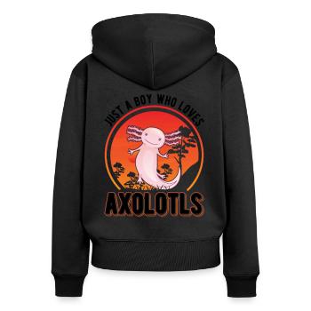 Juste un garçon qui aime Axolotls Tail Lurch - Sweat à capuche zippé Premium bio Femme - noir - Dos - Julia (174cm)