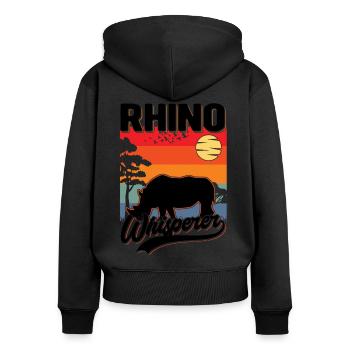 Nashorn Flüsterer Rhino Whisperer - Women's Premium Organic Zip Hoodie - black - Back - Julia (174cm)