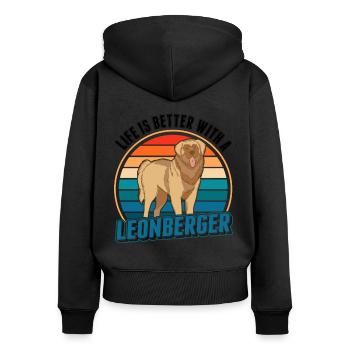 Life is better with a Leonberger - Women's Premium Organic Zip Hoodie - black - Back - Julia (174cm)