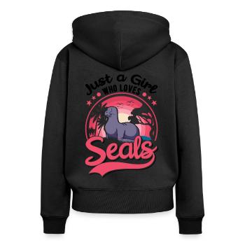 Seal Girls - Women's Premium Organic Zip Hoodie - black - Back - Julia (174cm)