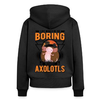 La vie serait si ennuyeuse sans Axolotls - Sweat à capuche zippé Premium bio Femme - noir - Dos - Julia (174cm)