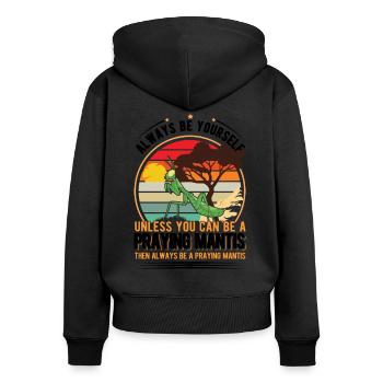 Praying Mantis Gottesanbeterin - Women's Premium Organic Zip Hoodie - black - Back - Julia (174cm)