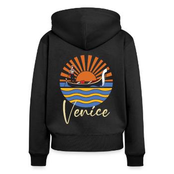 Venedig Gondel Norditalien Lagune Canal Grande - Frauen Premium Bio Zip Hoodie - Schwarz - Hinten - Julia (174cm)