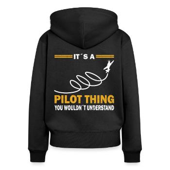 Le pilote ne comprendrait pas l’aviation aérienne - Sweat à capuche zippé Premium bio Femme - noir - Dos - Julia (174cm)