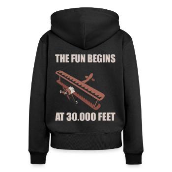 Pilot Fun Begins At 30,000 Feet Airplane Aviation - Women's Premium Organic Zip Hoodie - black - Back - Julia (174cm)