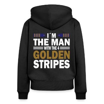 Pilot Man With 4 Golden Stripes Flugzeug Luftfahrt - Frauen Premium Bio Zip Hoodie - Schwarz - Hinten - Julia (174cm)
