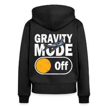 Pilot Gravity Mode Off Flugzeug Luftfahrt Flieger - Frauen Premium Bio Zip Hoodie - Schwarz - Hinten - Julia (174cm)