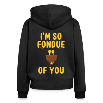 Fondue Suisse Fromage Alpes Suisses - Sweat à capuche zippé Premium bio Femme - noir - Dos - Julia (174cm)