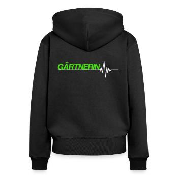 Gärtnerin - Frauen Premium Bio Zip Hoodie - Schwarz - Hinten - Julia (174cm)
