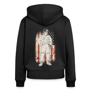 Pilot Patriot Airplane Aviation Helicopter - Women's Premium Organic Zip Hoodie - black - Back - Julia (174cm)