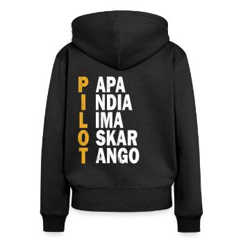 Pilot Akrostichon Airplane Aviation Helicopter - Women's Premium Organic Zip Hoodie - black - Back - Julia (174cm)