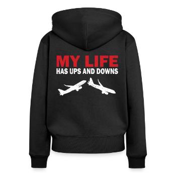 Pilot Life Has Ups And Downs Flugzeug Luftfahrt - Frauen Premium Bio Zip Hoodie - Schwarz - Hinten - Julia (174cm)