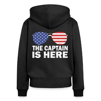 Pilot The Captain Is Here Airplane Aviation - Women's Premium Organic Zip Hoodie - black - Back - Julia (174cm)