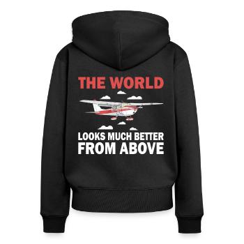Pilot World Better From Above Flugzeug Luftfahrt - Frauen Premium Bio Zip Hoodie - Schwarz - Hinten - Julia (174cm)