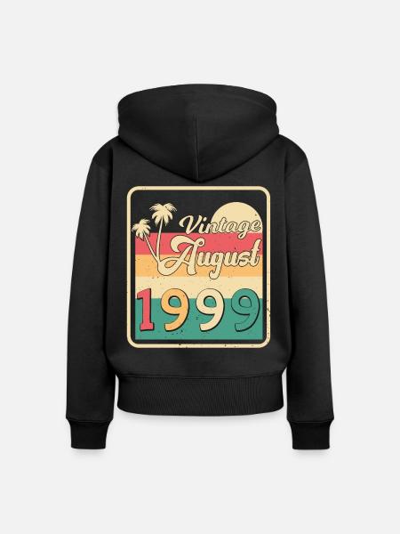 1999 August Retro - Frauen Premium Bio Zip Hoodie - Schwarz