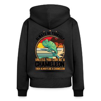 Chameleon Gift Chameleon - Women's Premium Organic Zip Hoodie - black - Back - Julia (174cm)