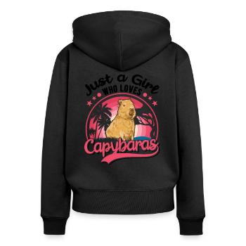 Juste une fille qui aime Capybaras Capybara Girls - Sweat à capuche zippé Premium bio Femme - noir - Dos - Julia (174cm)