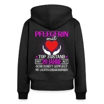 Pflegerin 20 Jahre - Altenpflegerin - Pflegekraft - Frauen Premium Bio Zip Hoodie - Schwarz - Hinten - Julia (174cm)