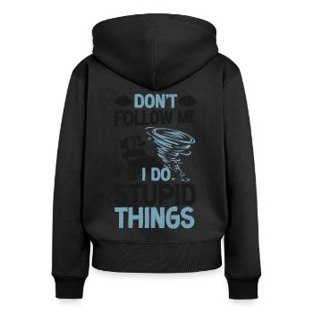 Storm Chaser Hurricane Meteorology - Frauen Premium Bio Zip Hoodie - Schwarz - Hinten - Julia (174cm)