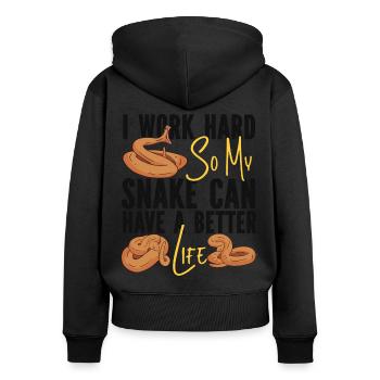 Snake Serpent I Worked Hard So My - Frauen Premium Bio Zip Hoodie - Schwarz - Hinten - Julia (174cm)