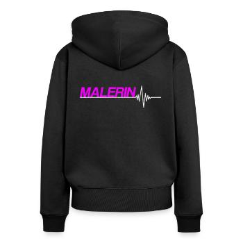 Malerin - Frauen Premium Bio Zip Hoodie - Schwarz - Hinten - Julia (174cm)