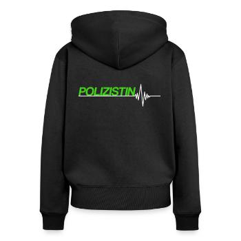 Polizistin - Frauen Premium Bio Zip Hoodie - Schwarz - Hinten - Julia (174cm)