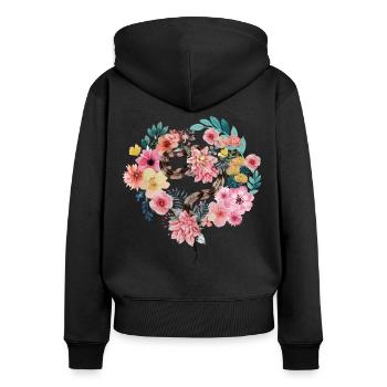 Snake Serpent Flower Floral - Frauen Premium Bio Zip Hoodie - Schwarz - Hinten - Julia (174cm)