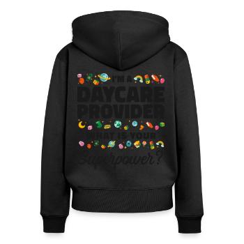 Fournisseur de services de garde d’enfants Enseignant - Sweat à capuche zippé Premium bio Femme - noir - Dos - Julia (174cm)