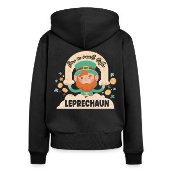 Je suis un vrai lutin irlandais irlandais - Sweat à capuche zippé Premium bio Femme - noir - Dos - Julia (174cm)
