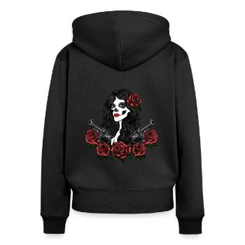 Schöne Frau Blumen Design - Frauen Premium Bio Zip Hoodie - Schwarz - Hinten - Julia (174cm)