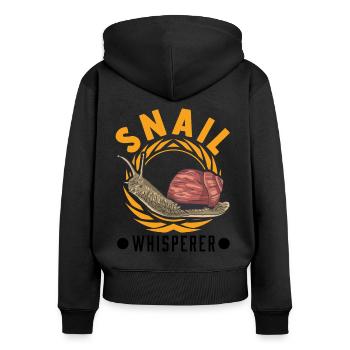 Schnecken Flüsterer Snail Whisperer - Frauen Premium Bio Zip Hoodie - Schwarz - Hinten - Julia (174cm)