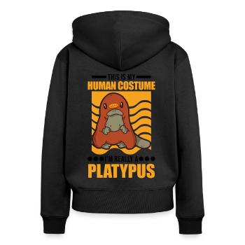 Costume d’ornithorynque d’Halloween - Sweat à capuche zippé Premium bio Femme - noir - Dos - Julia (174cm)