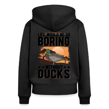 Duck Gift Duck Breeder - Women's Premium Organic Zip Hoodie - black - Back - Julia (174cm)